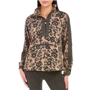 Johnny Was Calme Half Zip Soft Fleece Pullover Women’s Brown & Black Size Medium